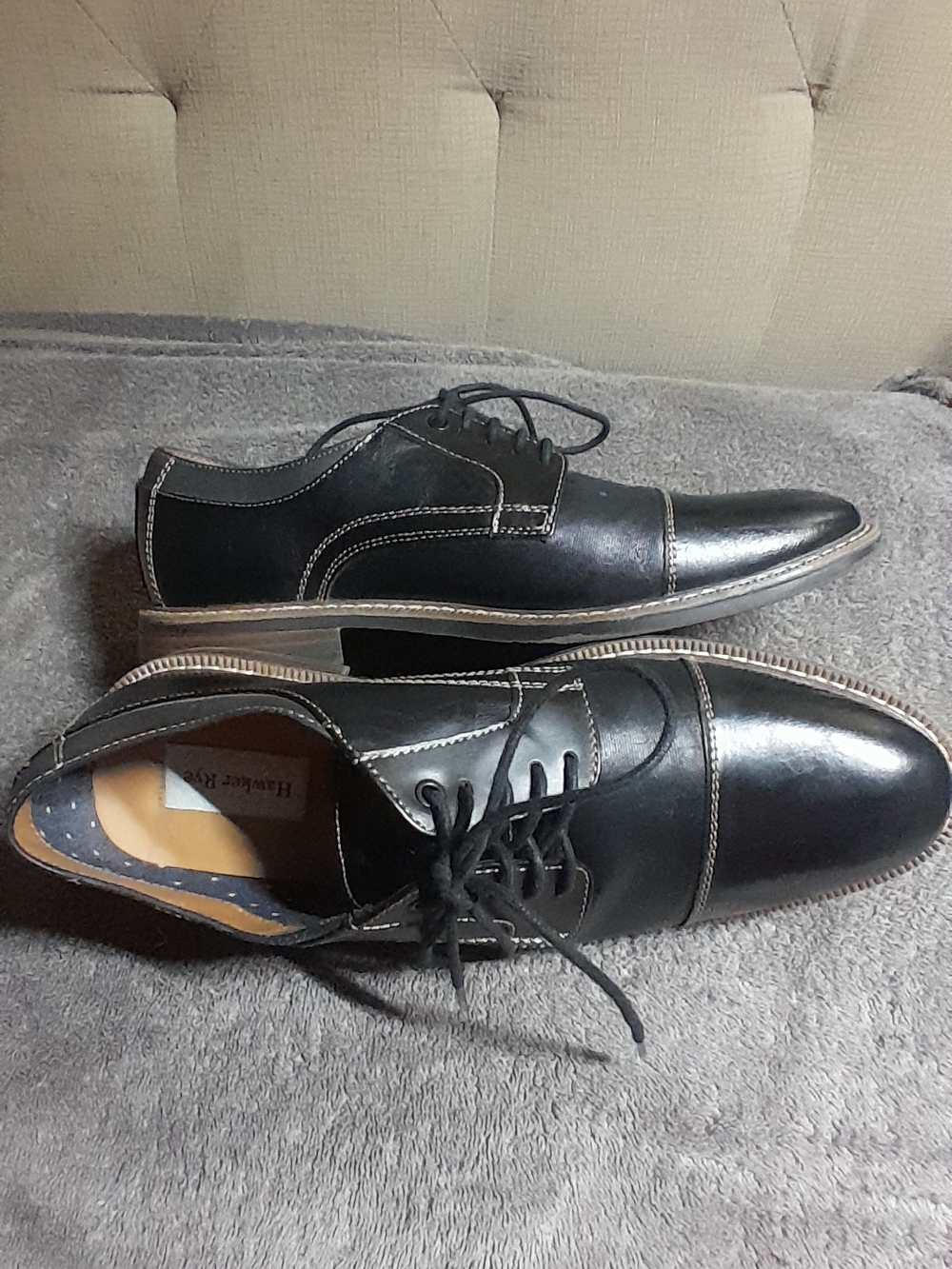 Classic Black Cap-Toe Derby Lace-Up Dress Shoes